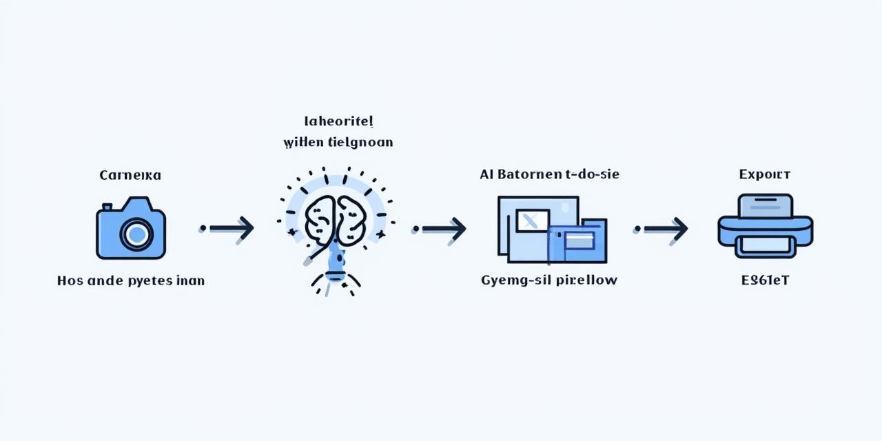 사진 편집 소프트웨어와 AI 자동 보정 워크플로우 다이어그램